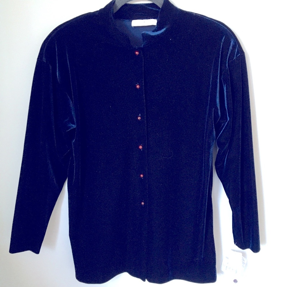 NWT Doncaster Collection Blue Velvet Top Size XS